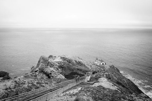 The stairs going down to the Point Reyes Lighthouse.