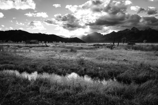 Antelope Flats near Mormon Row, looking towards Blacktail Butte at sunset.