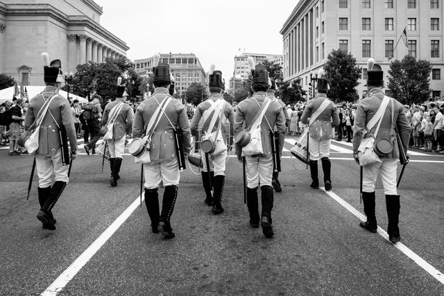 The Fort McHenry Guard Fife and Drum Corps, at the front of the parade.