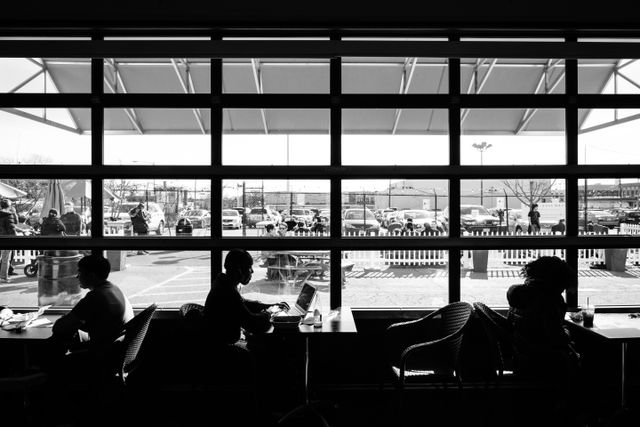 People eating at Union Market in Washington, DC.