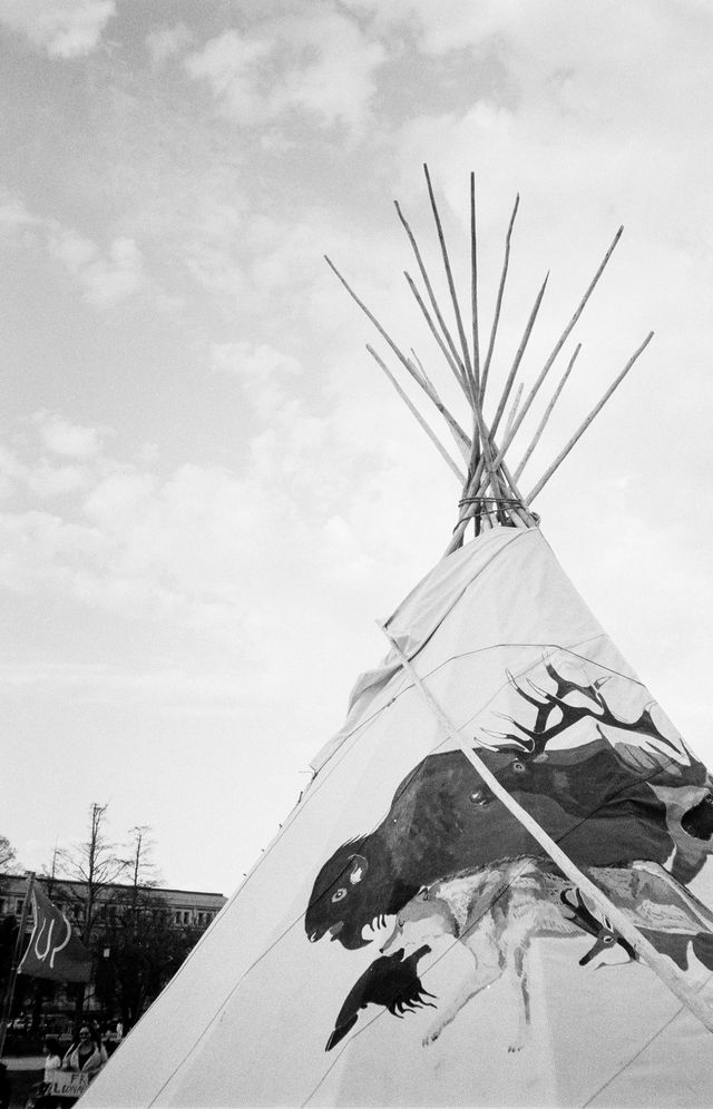 A teepee at a Keystone XL protest at the National Mall.