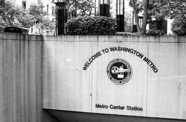 The entrance to the Metro Center Metro Station in downtown Washington, DC.