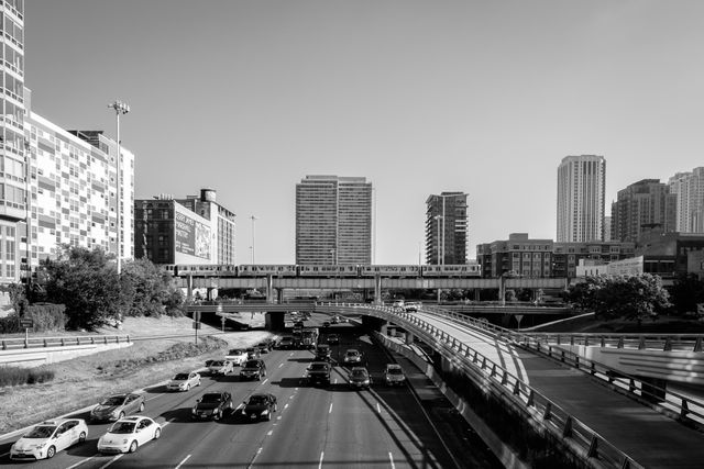 The Kennedy Expressway, looking north from West Randolph Street.