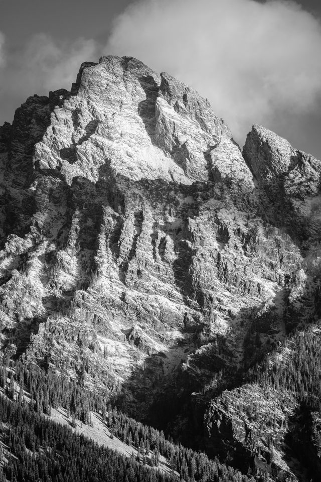 Nez Perce Peak, covered in the first big snowfall of the fall, at sunrise.