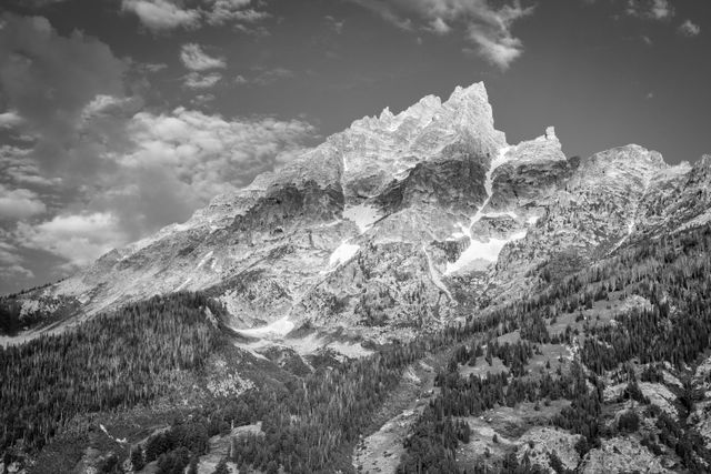 The summit of Teewinot Mountain, seen from Jenny Lake.