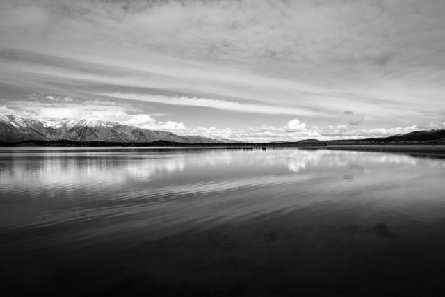 The sky and the Tetons reflected off the surface of Jackson Lake.