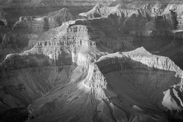 Detail of the geography of the Grand Canyon north of the Colorado River, seen from Mohave Point.