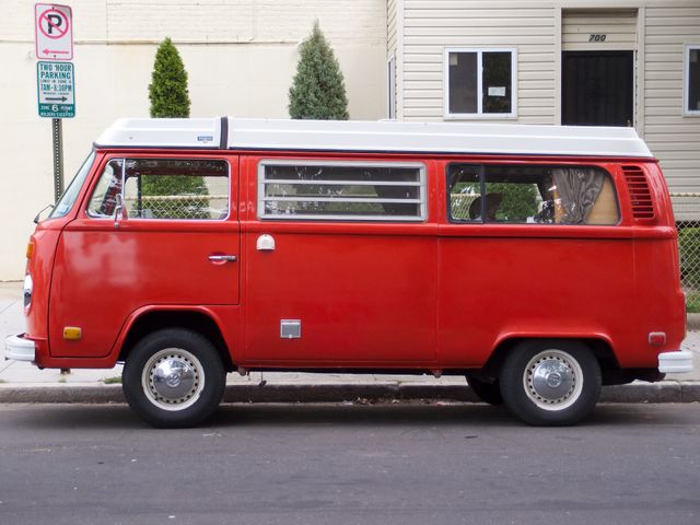 A red VW Kombi.