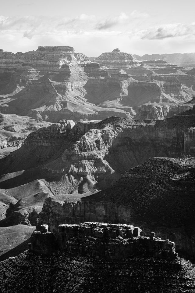 The North Rim of the Grand Canyon, seen from Hopi Point. The Battleship can be seen at the bottom of the frame.