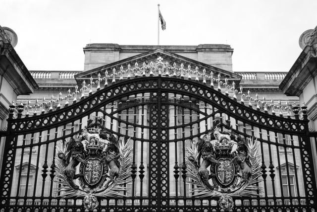 The main gates of Buckingham Palace.