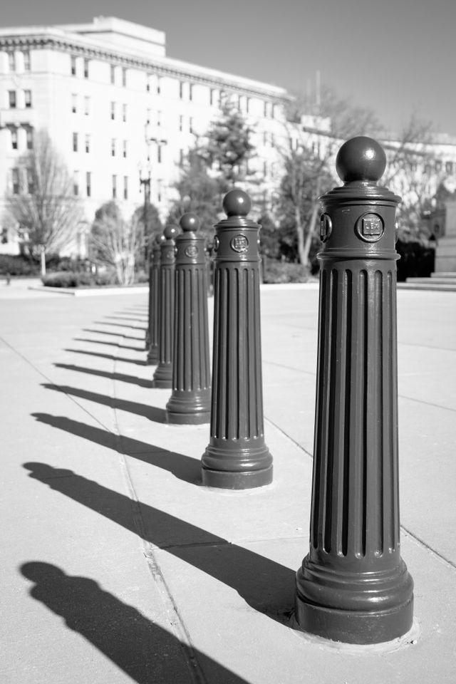 Poles in front of the Supreme Court Building.