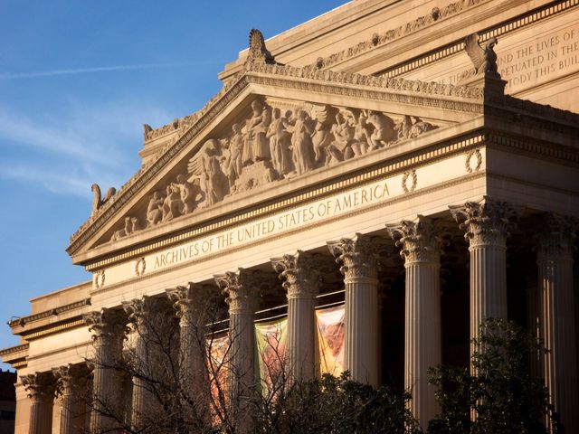 The National Archives building.