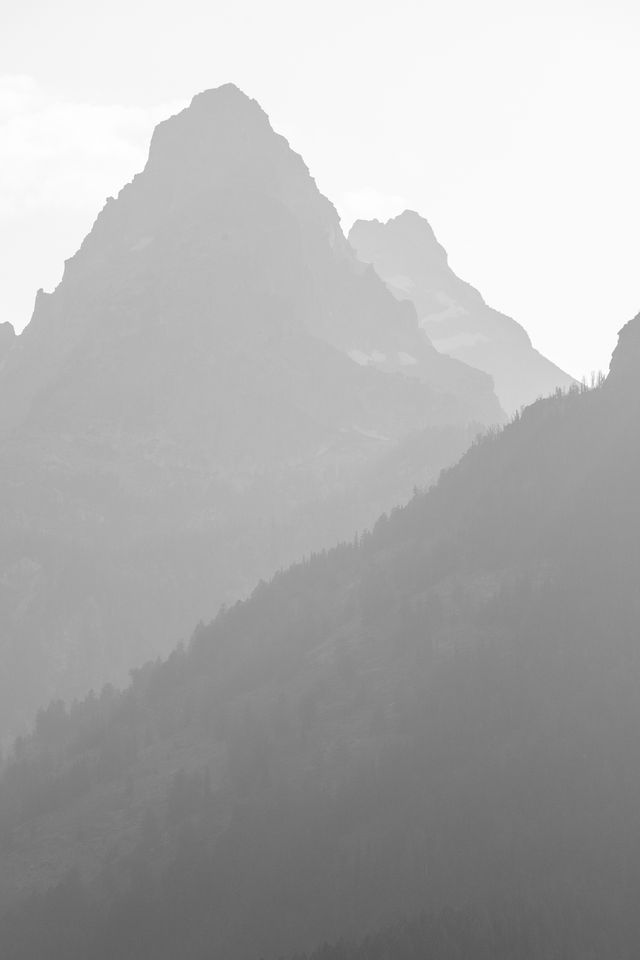 Nez Perce Peak, seen through layers of wildfire smoke.