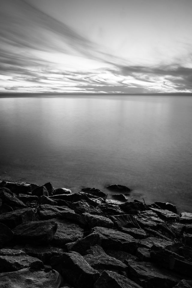 A long-exposure of Empire Beach after sunset.