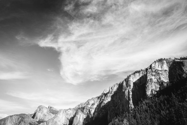 The sky over Yosemite National Park, from the Tunnel View overlook.