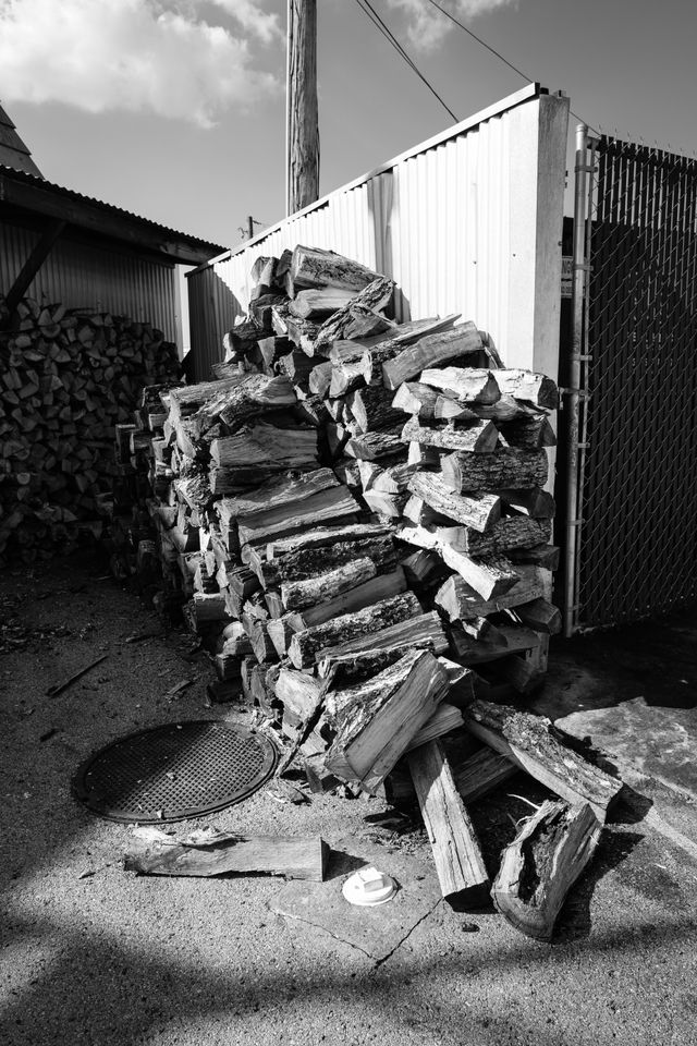 A pile of wood behind Sugar's Ribs in Chattanooga.