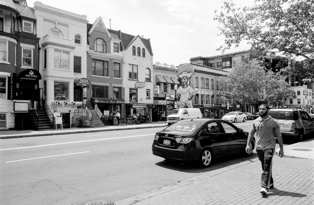 A person walking on U Street.