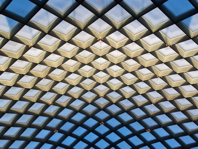 The glass canopy of the Courtyard of the National Portrait Gallery.