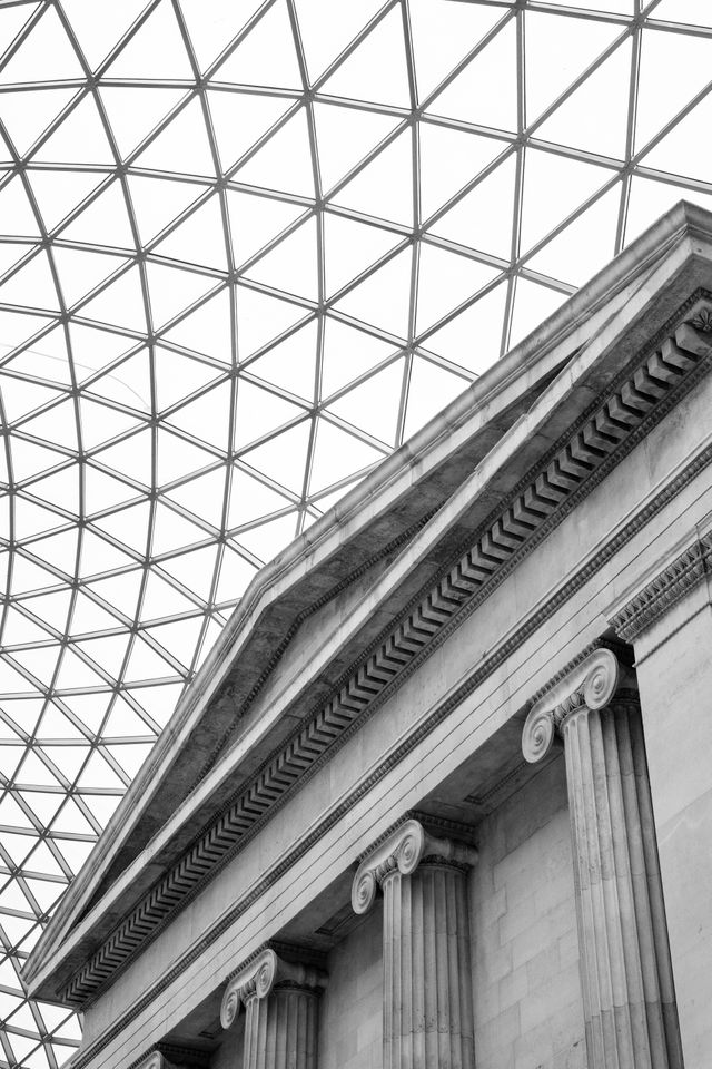 A portico in the Queen Elizabeth II Great Court of the British Museum.