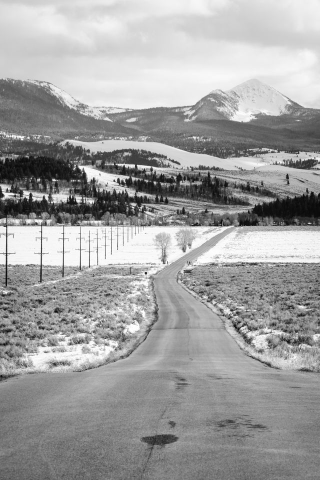 The Gros Ventre road at Grand Teton National Park, extending to the horizon.