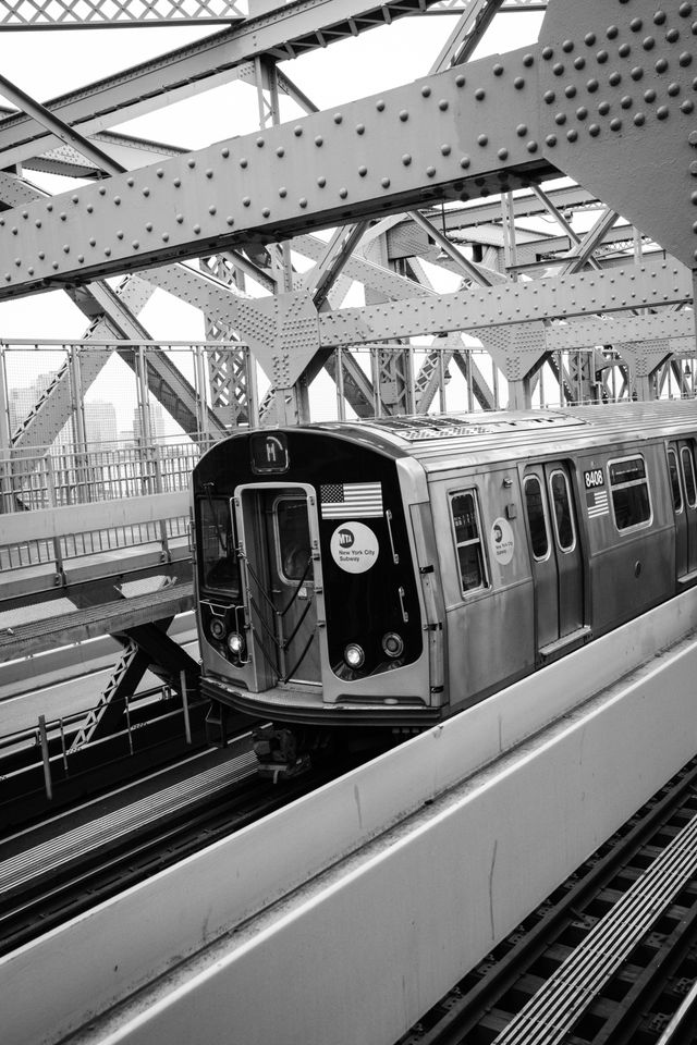 A subway train on the Williamsburg Bridge.