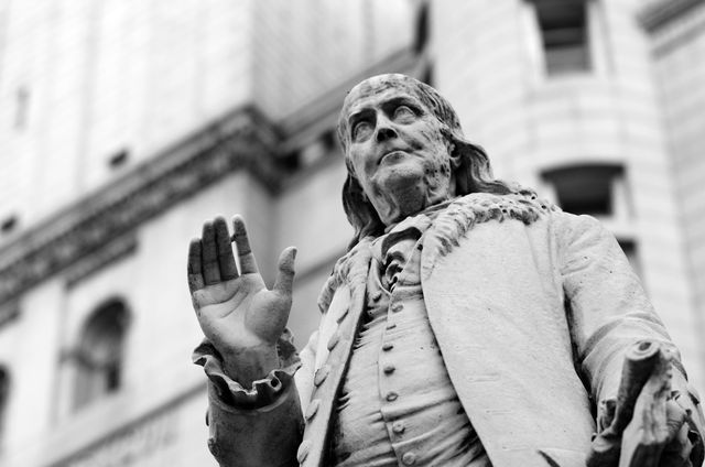 Statue of Ben Franklin at the Old Post Office.