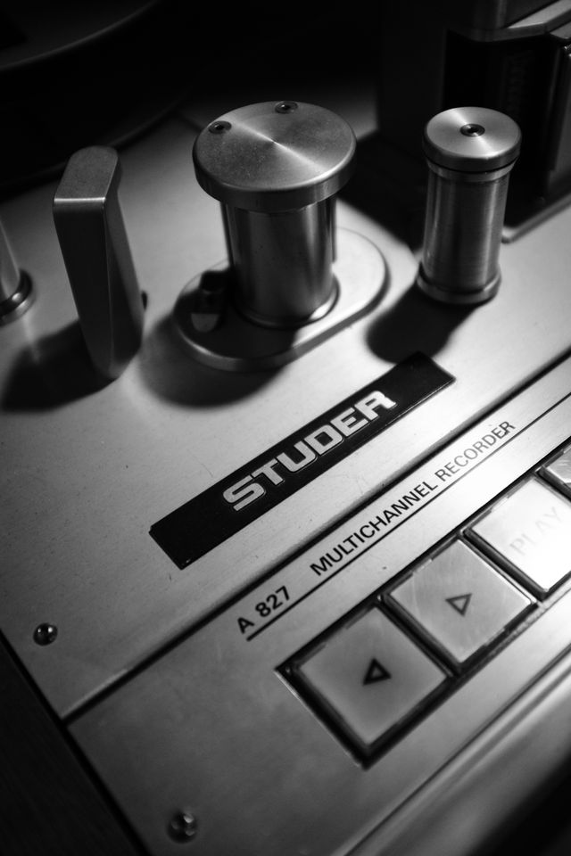 Close-up of a Studer recorder at London Bridge Studio in Shoreline, Washington.