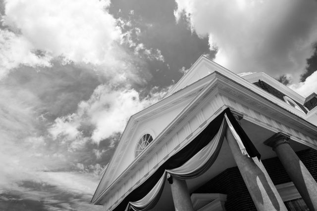 The pediment of the back portico of Thomas Jefferson's Monticello, Virginia.