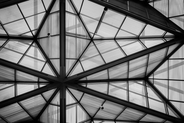 Geometric shapes on the glass roof of the National Gallery of Art, East Building.