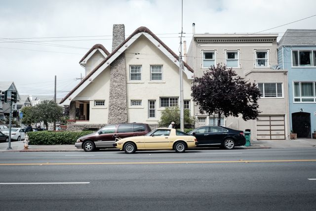 Cars on Fulton Street, San Francisco, near Golden Gate Park.