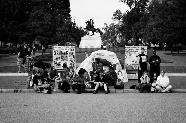 Occupy protesters in front of the White House.